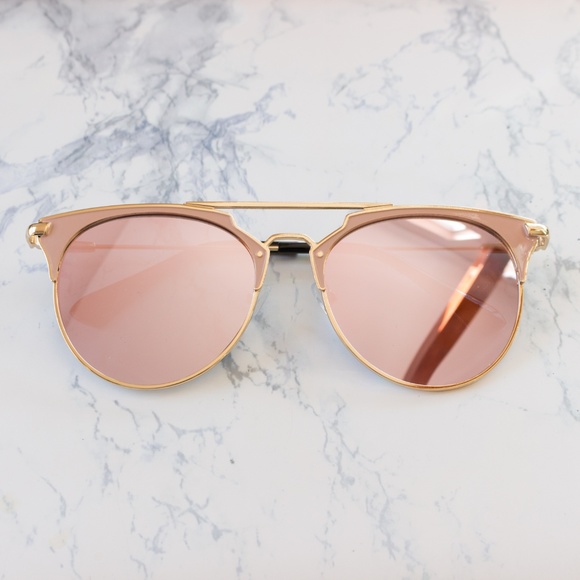 Ooh La Lou Accessories - Rose Gold Retro Sunglasses Mirrored Lens